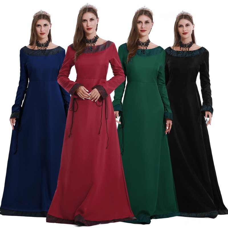 Lace Dress - Vestido largo medieval para mujer, con