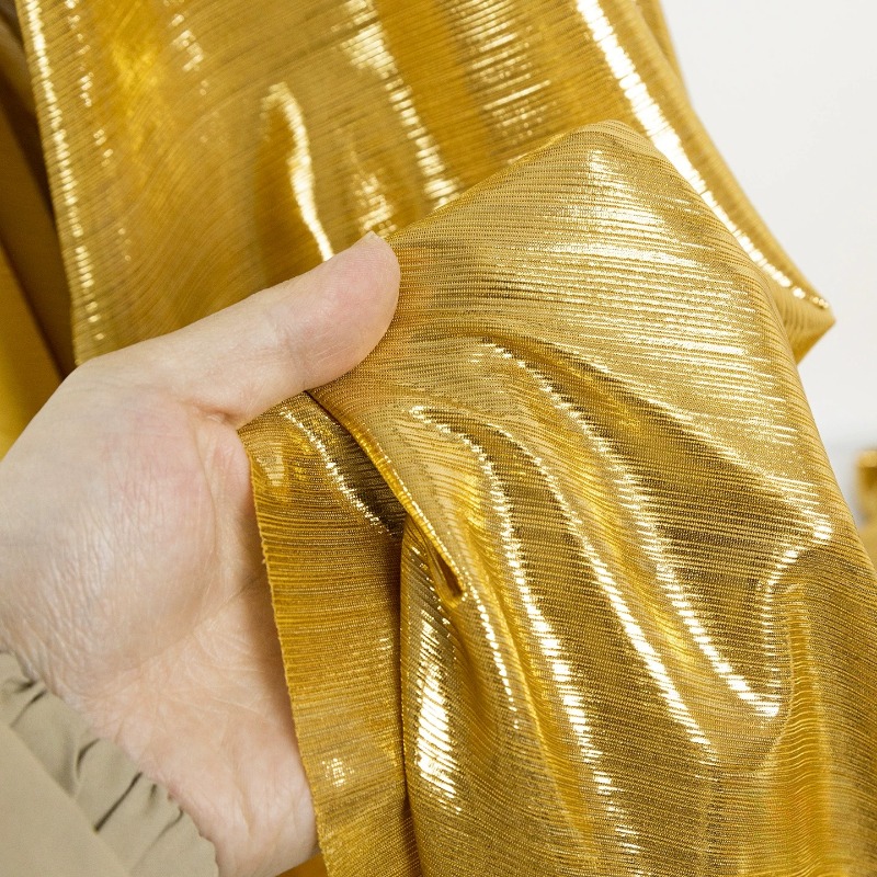 Evening Gown - Tela de punto acanalado amarillo dorado,