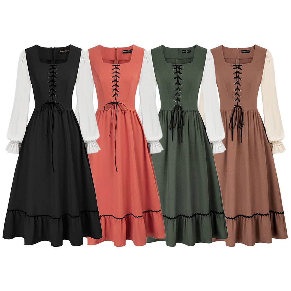 Midi Dress - Vestido Vintage Medieval para Mujer, Estilo