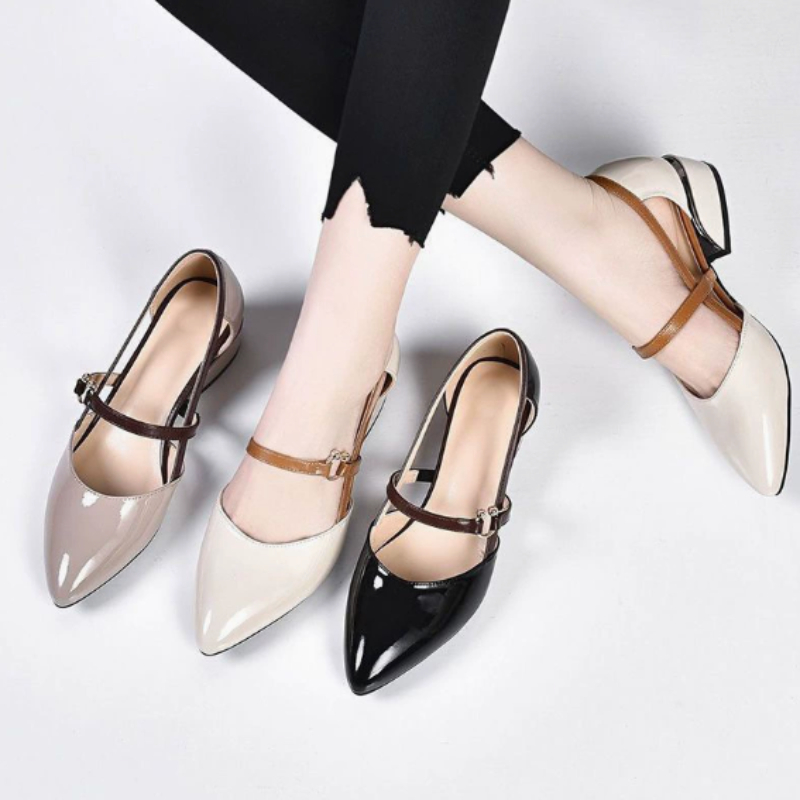 Pump Heel Block - Zapatos de Tacón Cuadrado con Punta