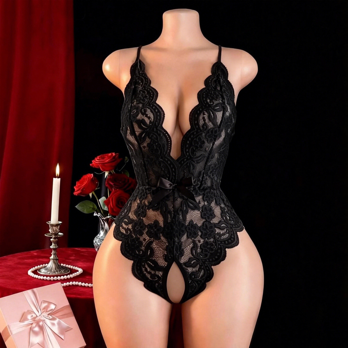 Lencería sexy sin entrepierna  - Lace Dress reseña y precio