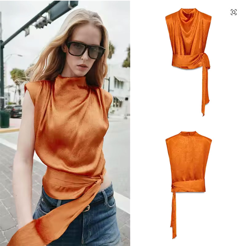 Top Corto sin Mangas con Cuell - Silk Blouse reseña y precio