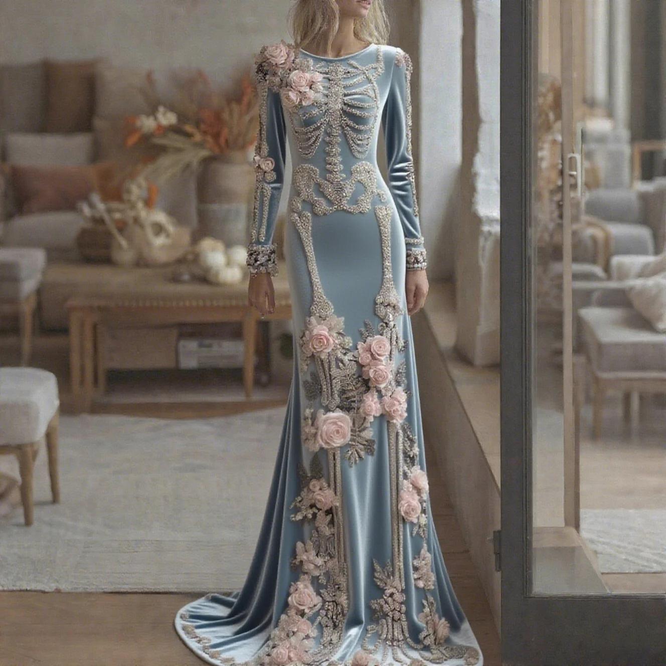 Vestido Maxi de Sirena Floral  - Evening Gown reseña y precio